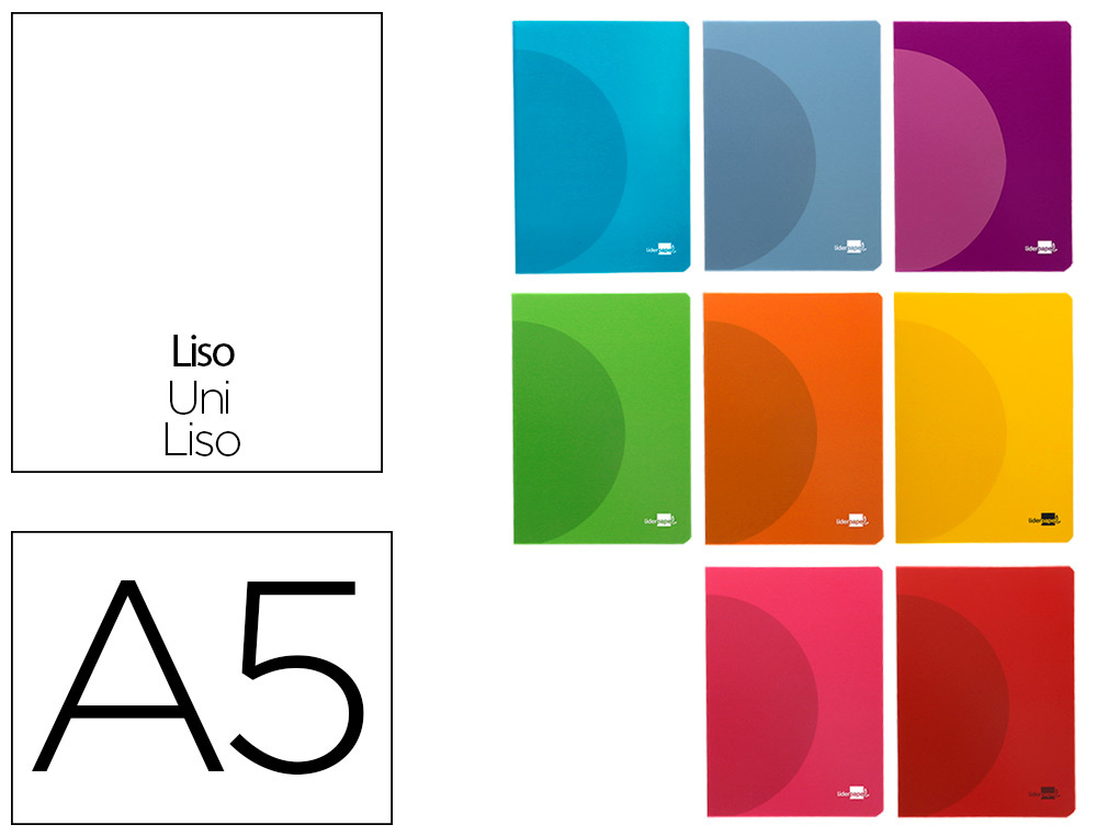 CADERNO AGRAFADO LIDERPAPEL 360 CAPA DE PLASTICO DIN A5 48 F 90 GR LISO SEM MARGEM CORES SORTIDAS