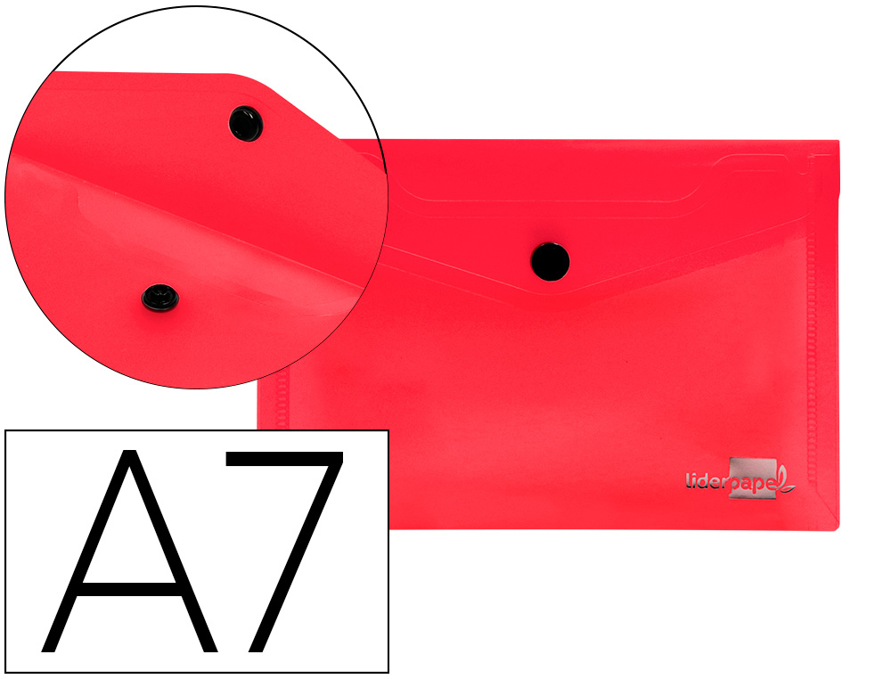 BOLSA PORTA DOCUMENTOS LIDERPAPEL COM MOLA DIN A7 VERMELHO TRANSLUCIDO