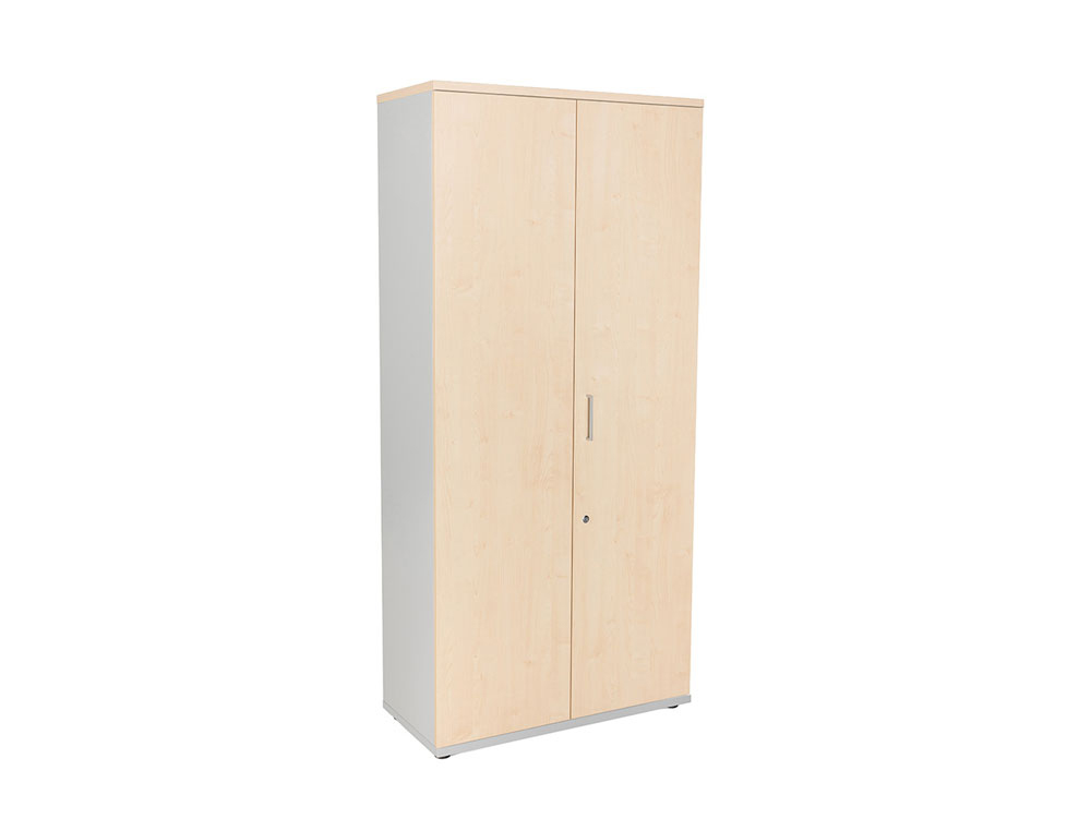 ARMARIO ROCADA COM QUATRO ESTANTES E DOIS PORTAS SERIE STORE 195X90X45 CM ACABAMENTO AB01 ALUMINIO/FAIA