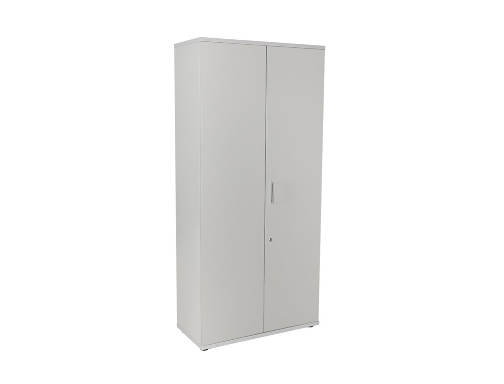ARMARIO ROCADA COM QUATRO ESTANTES E DOIS PORTAS SERIE STORE 195X90X45 CM ACABAMENTO AB02 ALUMINIO/CINZA