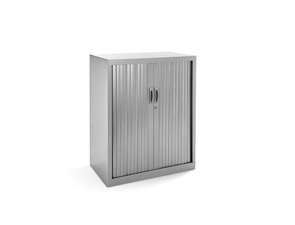 ARMARIO METALICO ROCADA DOIS PORTAS TIPO PERSIANA INCLUI DOIS PRATELEIRA SERIE STORE 105X80X45 CM ACABAMENTO AC00 CINZA/