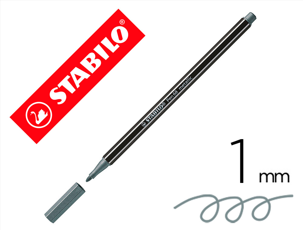 MARCADOR STABILO AGUARELAVEL PEN 68 METALICO PRATA 1 MM
