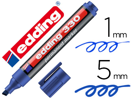 MARCADOR EDDING PERMANENTE 330 AZUL PONTA BISELADA 1-5 MM RECARREGAVEL