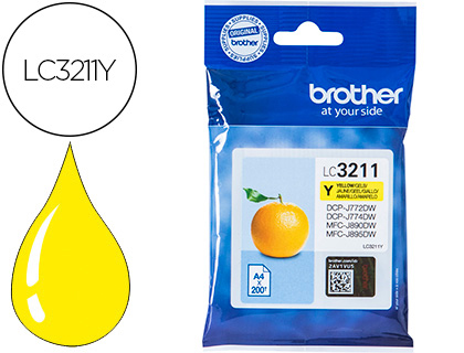 TINTEIRO BROTHER LC3211Y DCP-J572 / DCP-J772 / DCP-J774 / MFC-J890 / MFC-J895 AMARELO 200 PAG