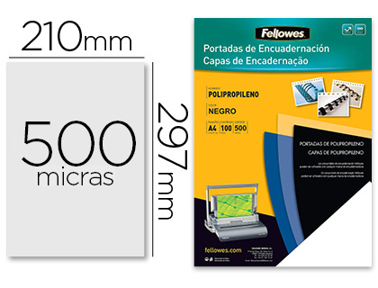 CAPA DE ENCADERNACAO FELLOWES POLIPROPILENO DIN A4 PRETA 450 MICRONS PACK DE 100 UNIDADES