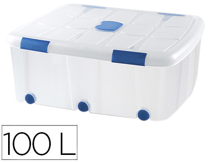 CAIXA DE ARMAZENAGEM PLASTICFORTE 100 LITROS N 15 TRANSPARENTE COM TAMPA 330X800X600 MM