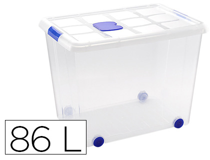 CAIXA DE ARMAZENAGEM PLASTICFORTE 86 LITROS N 8 TRANSPARENTE COM TAMPA 470X620X450 MM