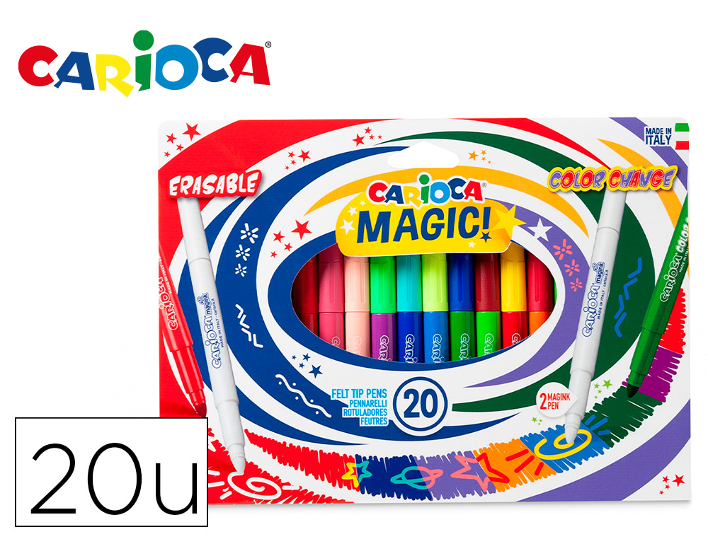 MARCADOR CARIOCA MAGIC APAGAVEL CAIXA DE 20 UNIDADES CORES SORTIDAS