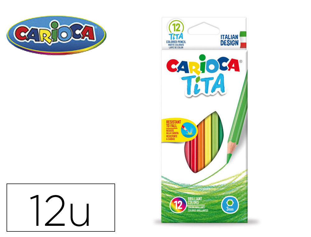 LAPIS DE CORES CARIOCA TITA HEXAGONAL CAIXA DE 12 UNIDADES CORES SORTIDAS