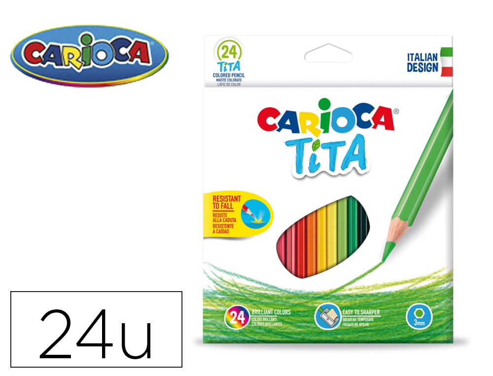 LAPIS DE CORES CARIOCA TITA HEXAGONAL CAIXA DE 24 UNIDADES CORES SORTIDAS