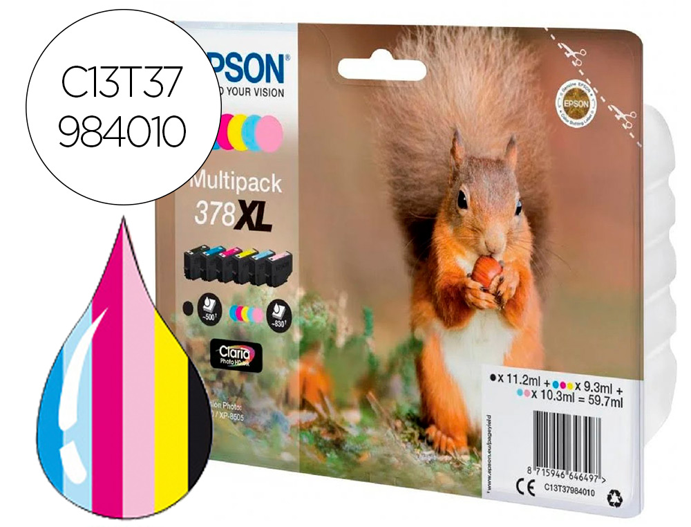 TINTEIRO EPSON 378 XL EXPRESSION HOME XP-8605 / 15000 / 8500 PRETO AMARELO CIAN MAGENTA CIAN CLARO