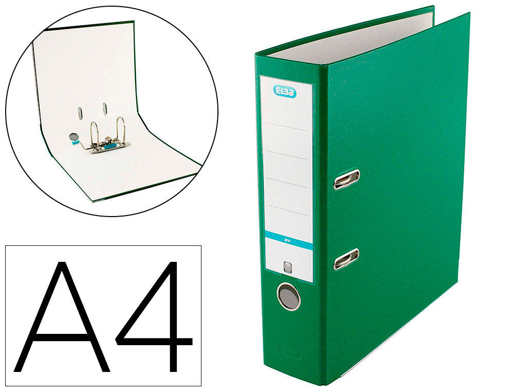 PASTA DE ARQUIVO DE ALAVANCA ELBA TOP CARTAO COMPACTO POLIPROPILENO COM RADO DIN A4 LOMBADA DE 80 MM VERDE