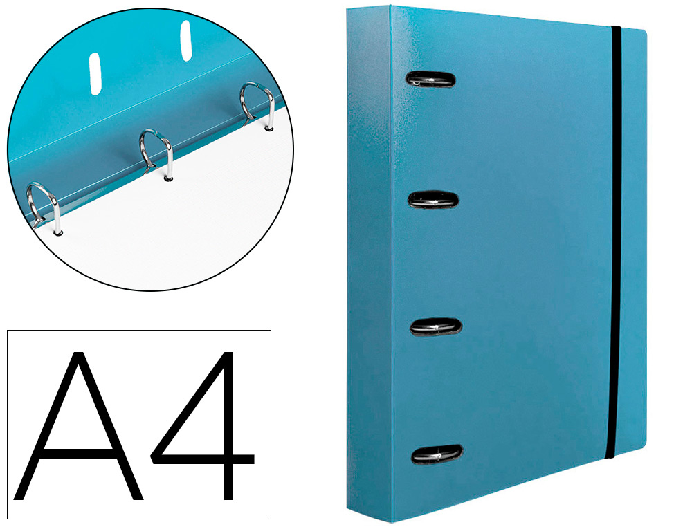 PASTA LIDERPAPEL COM RECARGA POLIPROPILENO DIN A4 4 ANEIS 25MM QUADRICULA 5MM CELESTE OPACO