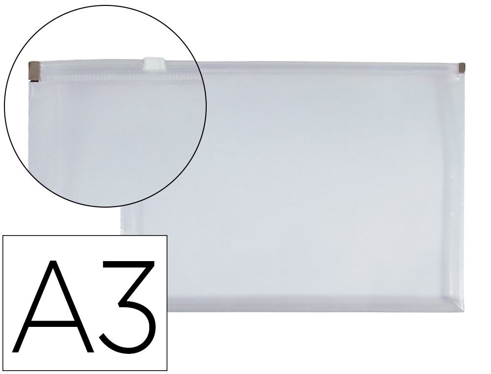 BOLSA PORTA DOCUMENTOS LIDERPAPEL A3 COM FECHO TRANSPARENTE