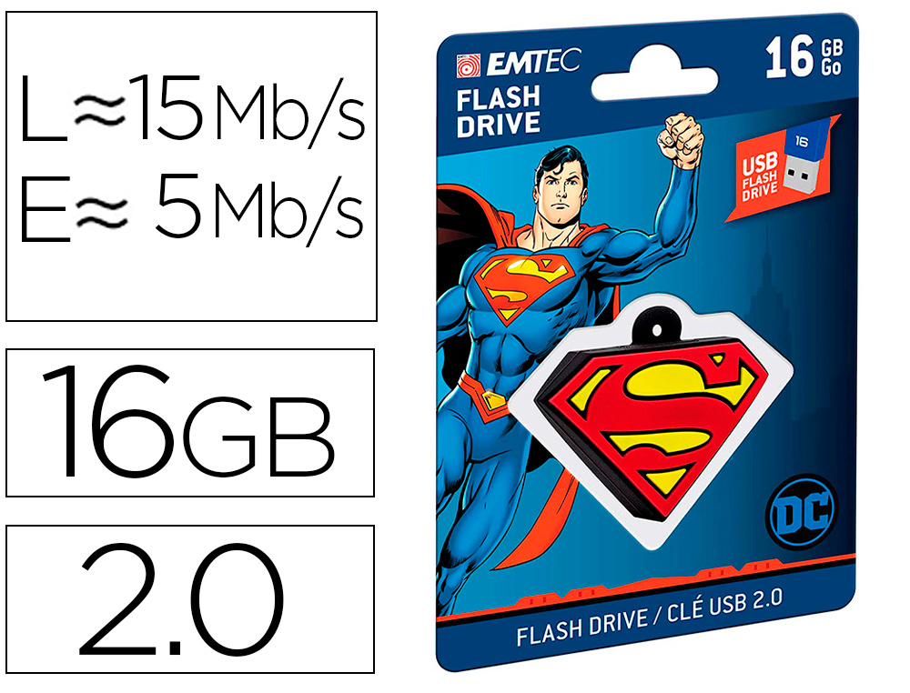 PEN DRIVE USB EMTEC FLASH 16 GB USB 2.0 COLLECTOR SUPERMAN