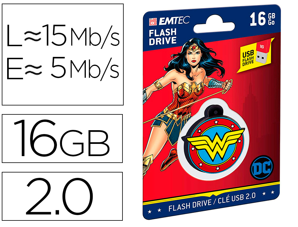 PEN DRIVE USB EMTEC FLASH 16 GB USB 2.0 COLLECTOR WONDER WOMAN