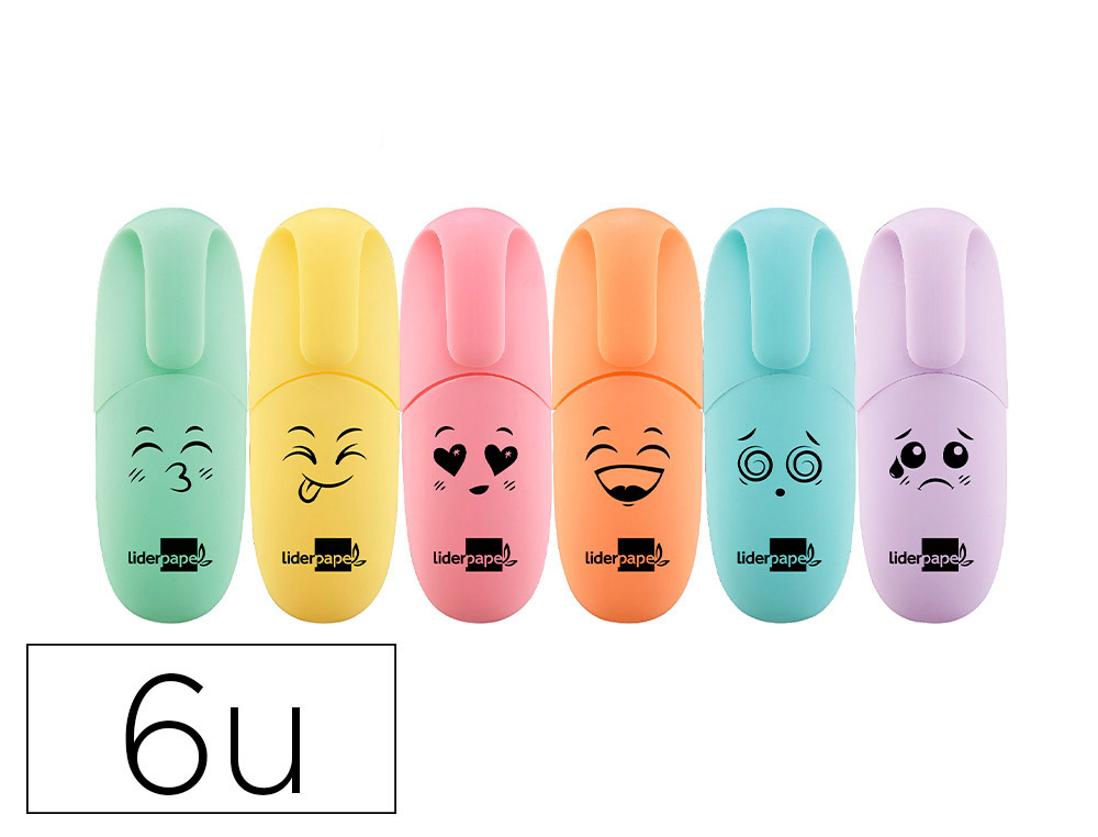 MARCADOR FLUORESCENTE MINI LIDERPAPEL ESTOJO DE 6 UNIDADES CORES SORTIDAS PASTEL