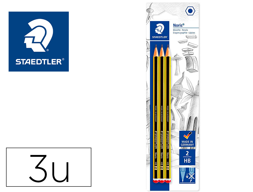 LAPIS DE GRAFITE STAEDTLER NORIS N2 HB BLISTER DE 3 UNIDADES