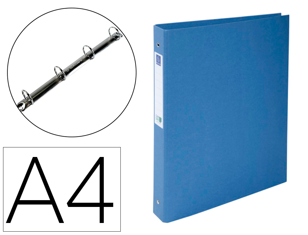 PASTA DE 4 ANEIS 30 MM REDONDAS EXACOMPTA CLEAN SAFE DIN A4 CARTAO FORRADO AZUL