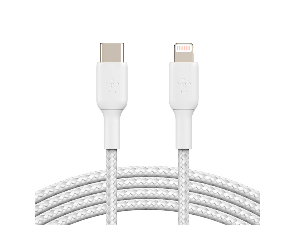 CABO TRANCADO BELKIN CAA004BT1MWH USB-C A LIGHTNING BOOST CHARGE COMPRIMENTO 1 M COR BRANCO