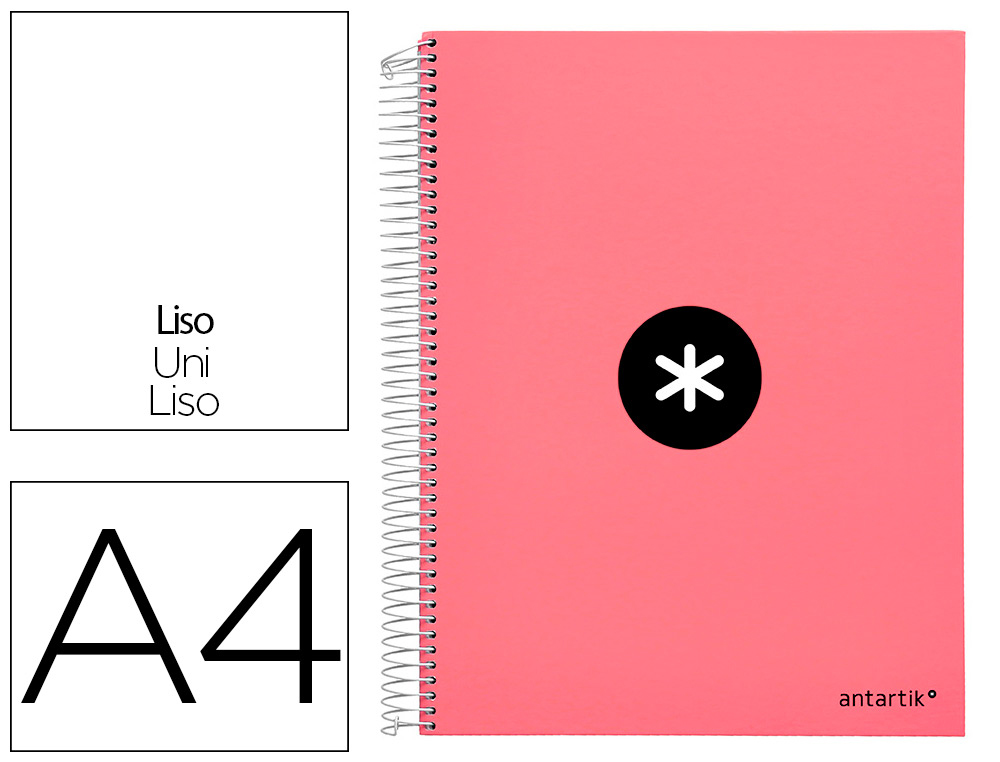 CADERNO ESPIRAL DIN A4 ANTARTIK CAPA FORRADA 120 F 100 GR LISO 5 BANDAS COR CORAL