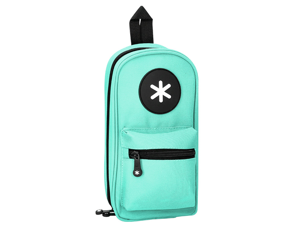 ESTOJO ESCOLAR ANTARTIK FORMA DE MOCHILA COM BOLSO E 4 DEPARTAMENTOS COR MENTA 230X50X120 MM