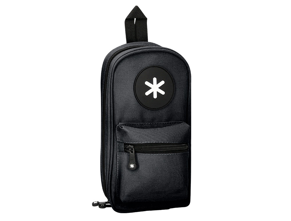 ESTOJO ESCOLAR ANTARTIK FORMA DE MOCHILA COM BOLSO E 4 DEPARTAMENTOS COR PRETO 230X50X120 MM