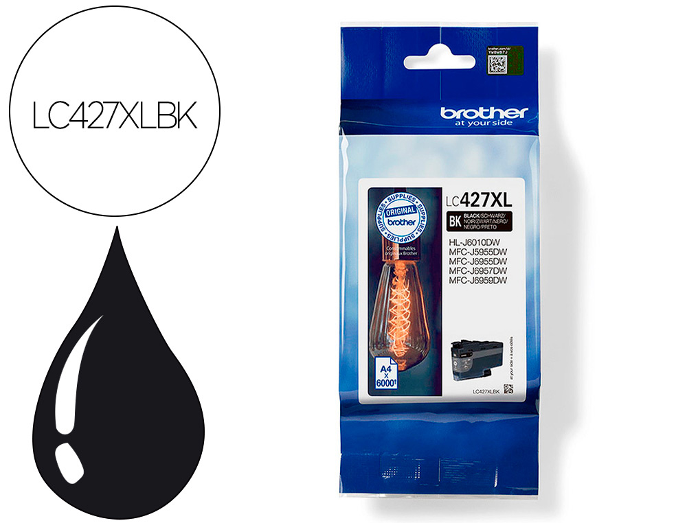 TINTEIRO BROTHER LC427XLBK MFCJ5955DW / 6955DW PRETO GRANDE CAPACIDADE 6000 PAGINAS