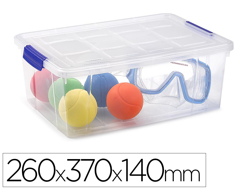 CAIXA DE ARMAZENAGEM PLASTICFORTE 9 LITROS N 29 TRANSPARENTE COM TAMPA 260X370X140 MM