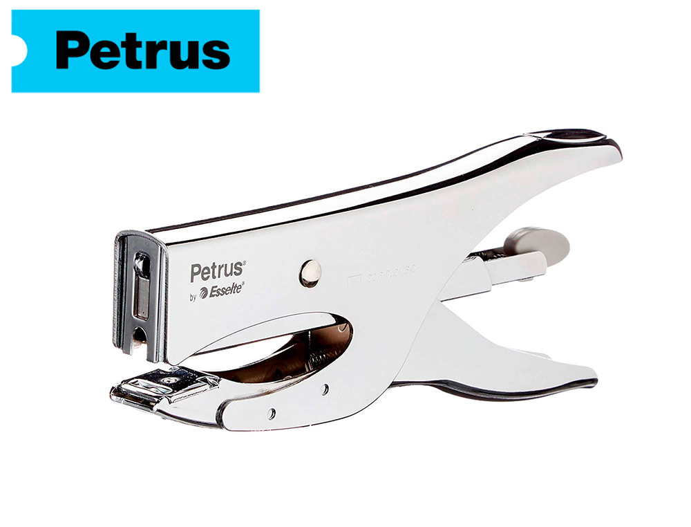 AGRAFADOR PETRUS DE ALICATE 222 METALICO CAPACIDADE 40 FOLHAS USA AGRAFES 22/6-8 E 24/6-8 CROMADO