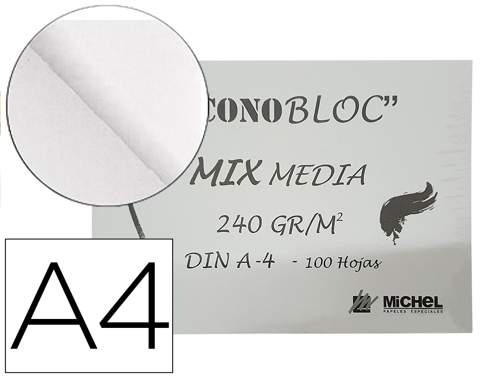 BLOCO DE DESENHO MULTITECNICAS MICHEL ECONOBLOC MIX MEDIA DIN A4 COLADO 100 FOLHAS 240 GR 210X297 MM