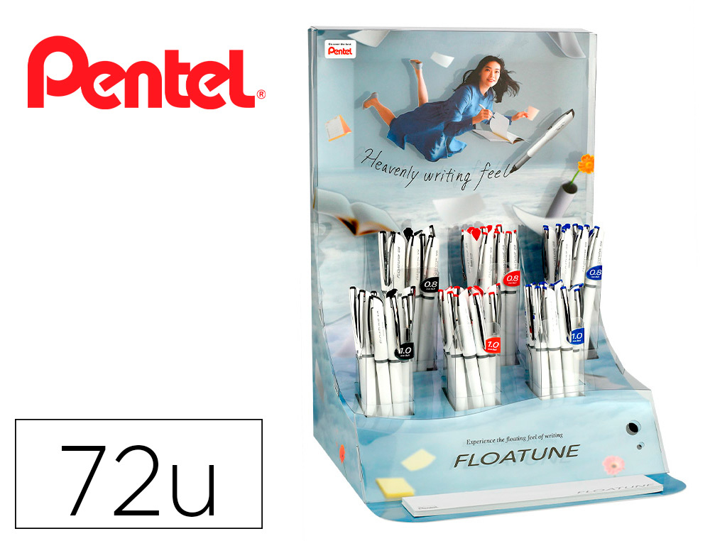 ROLLER BALL PENTEL FLOATUNE EXPOSITOR COM 72 UNIDADES SORTIDAS
