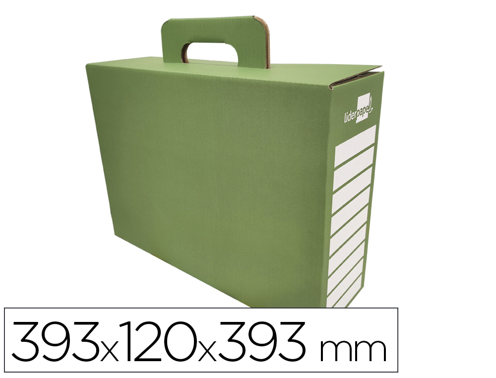 CAIXA PORTA LIVROS LIDERPAPEL PARA MATERIAL ESCOLAR CARTAO REFORCADO COM ASA COR VERDE 393X120X393 MM