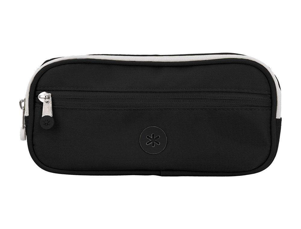 ESTOJO ESCOLAR ANTARTIK 3 COMPARTIMENTOS COMPLEMENTO DA MOCHILA COR PRETO 100X60X220 MM