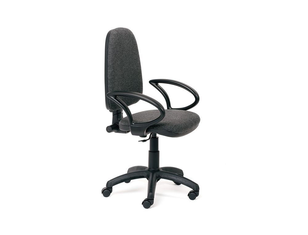 CADEIRA ROCADA ESCRITORIO BRACOS FIXOS BASE NYLON ENCOSTO ASSENTO TECIDO ANTI FOGO CINZA 610X610X1000-1050 MM
