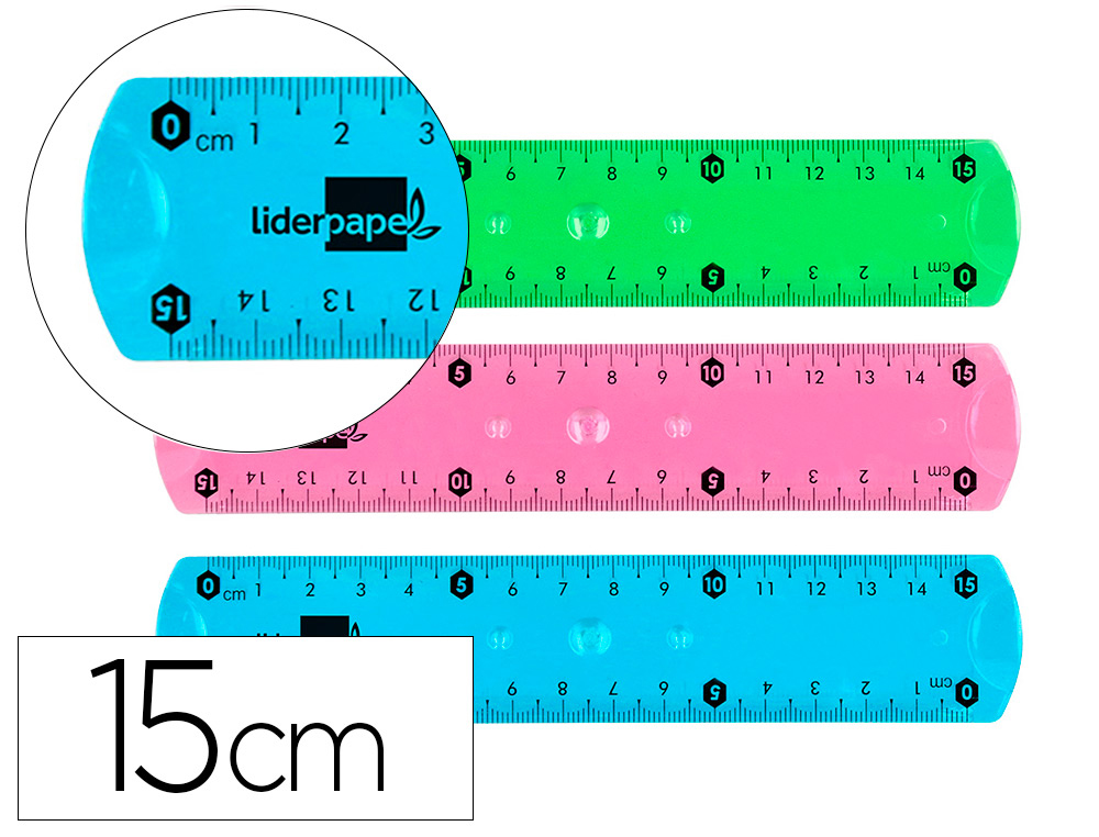 REGUA LIDERPAPEL PLASTICO FLEXIVEL DE 15 CM CORES SORTIDAS