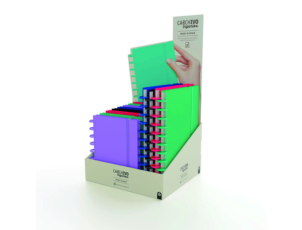 CADERNO IGENIOX FOAM PASTEL QUADRICULA EXPOSITOR DE 12 UNIDADES SORTIDAS