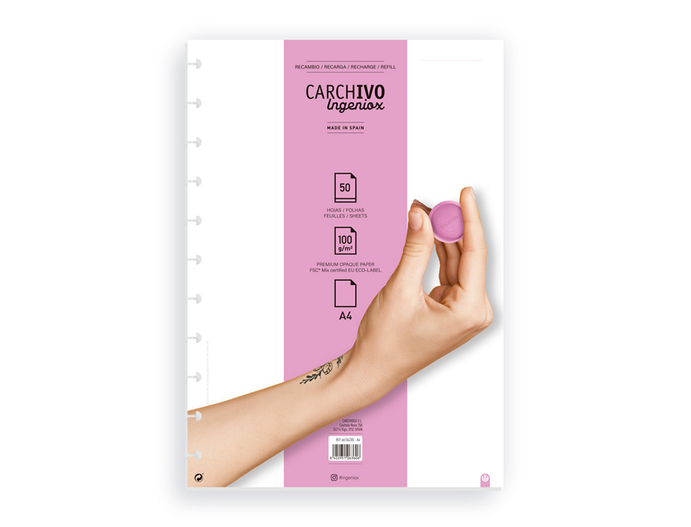 RECARGA CADERNO CARCHIVO INGENIOX A4 50 FOLHAS LISO