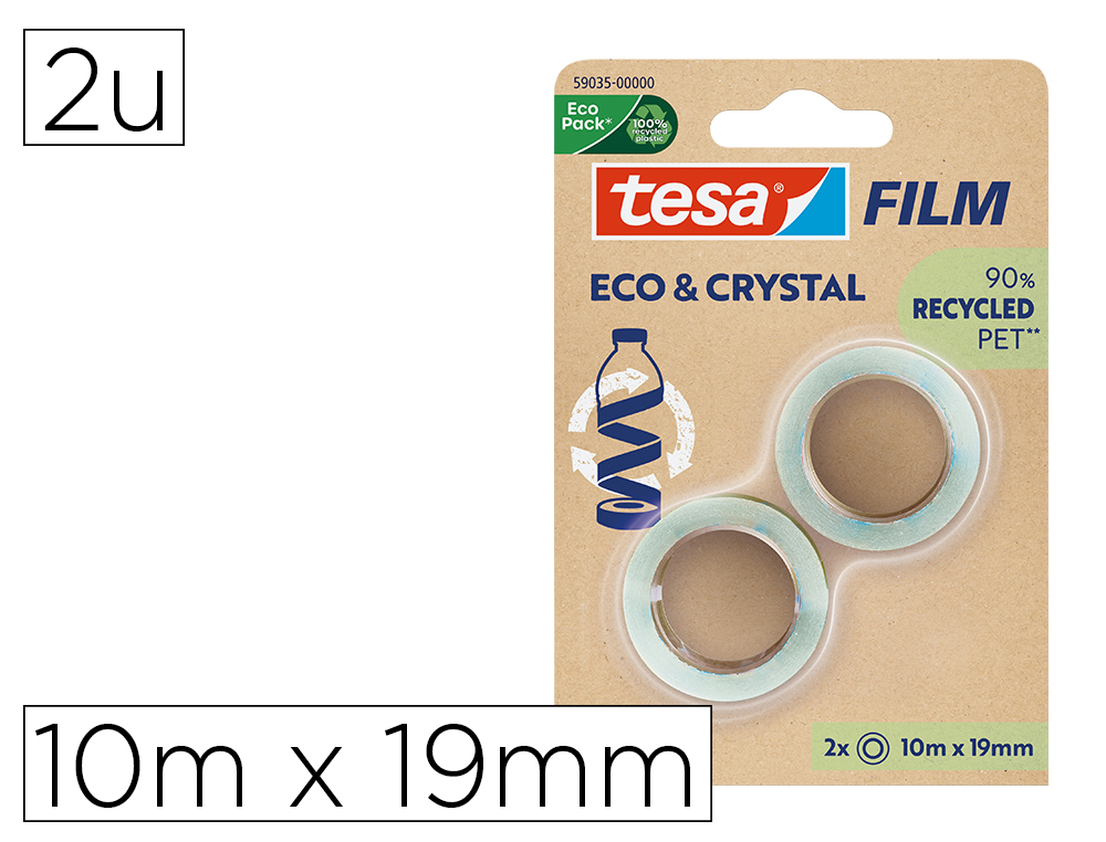 FITA ADESIVA TESA FILM ECO&CRISTAL TRANSPARENTE 10 M X 19 MM BLISTER DE 2 UNIDADES