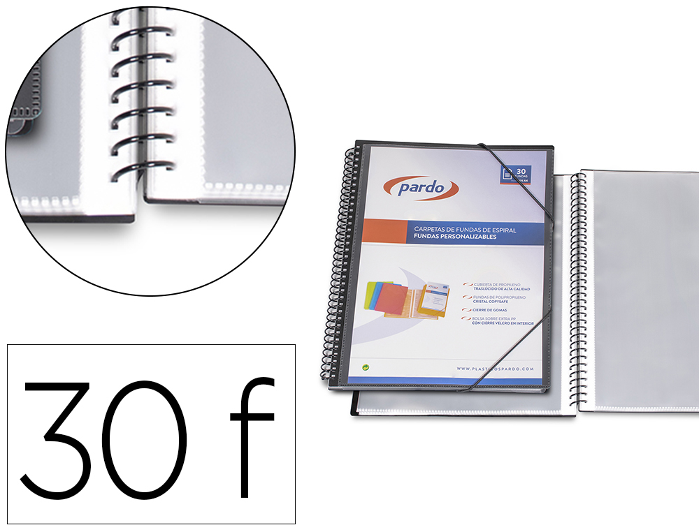 CAPA CATALOGO PARDO COM ESPIRAL 30 BOLSAS FOLIO PERSONALIZAVEL COR PRETO