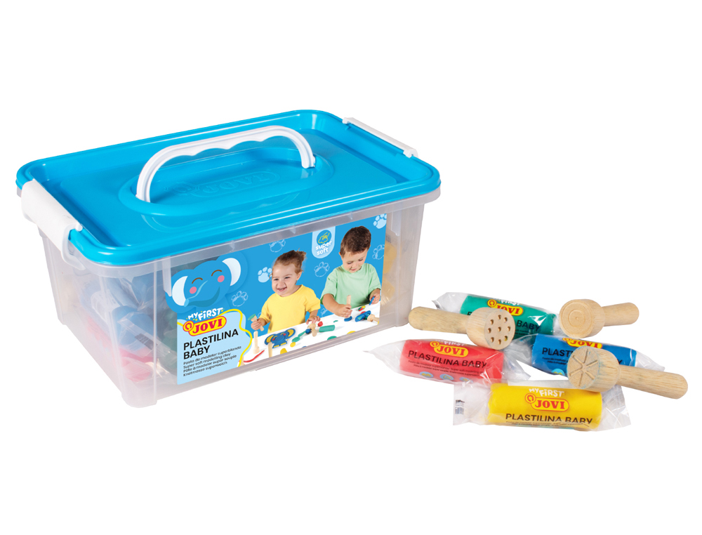 PLASTICINA JOVI MY FIRST BABY SUPER SUAVE 38 G BAU COM 20 UNIDADES CORES SORTIDAS + 9 CARIMBOS MADEIRA SORTIDOS