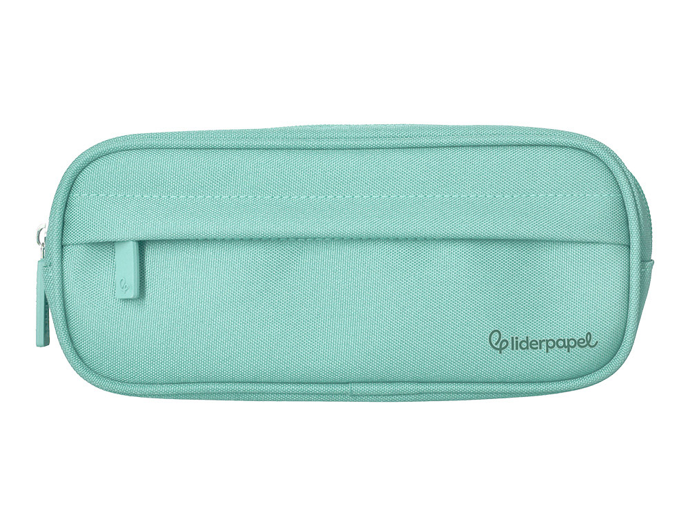 ESTOJO ESCOLAR LIDERPAPEL OVALADO 2 FECHOS COM BOLSO FRONTAL 210X90 MM VERDE MACA