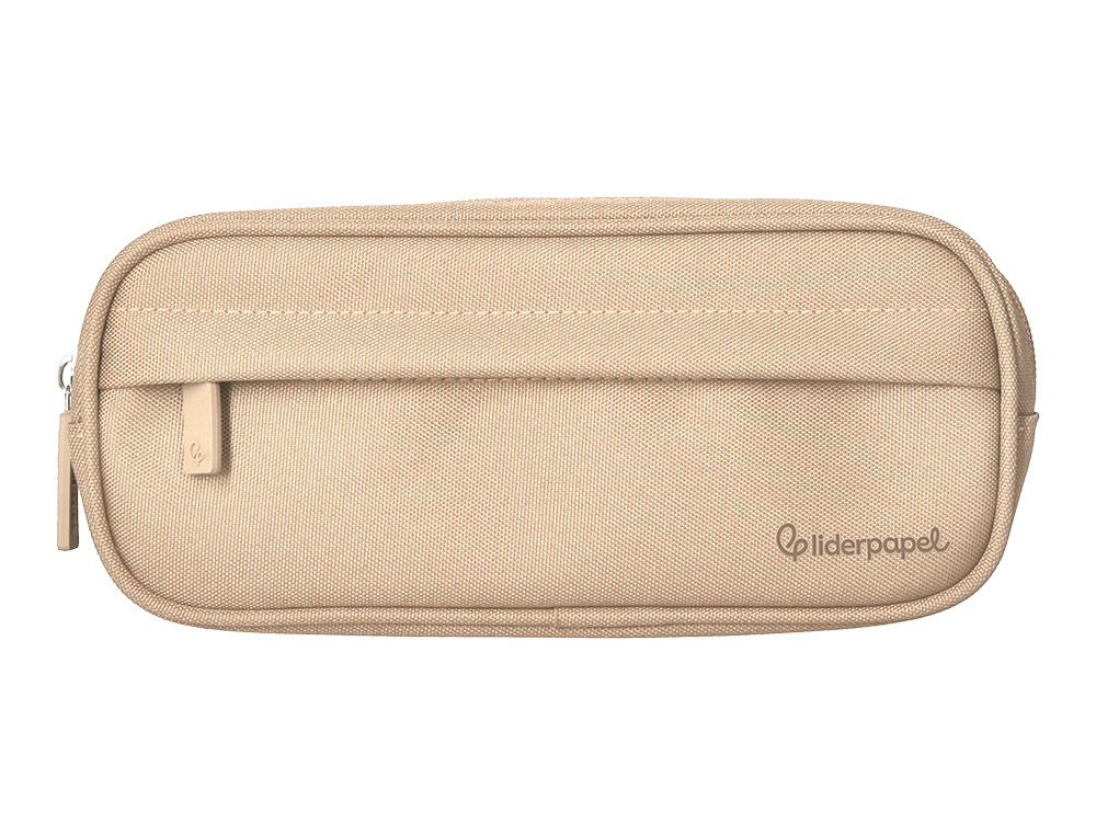 ESTOJO ESCOLAR LIDERPAPEL OVALADO 2 FECHOS COM BOLSO FRONTAL 210X90 MM CREME