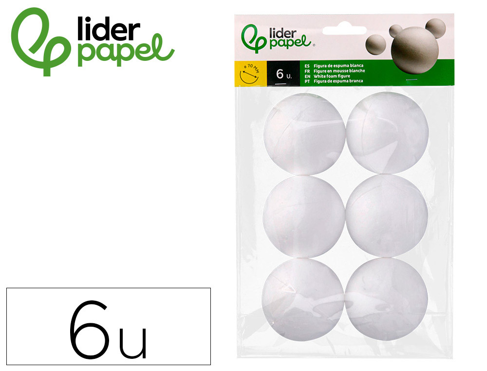 FIGURA DE ESPUMA BRANCA LIDERPAPEL BOLA DE 7 CM BOLSA COM 6 UNIDADES