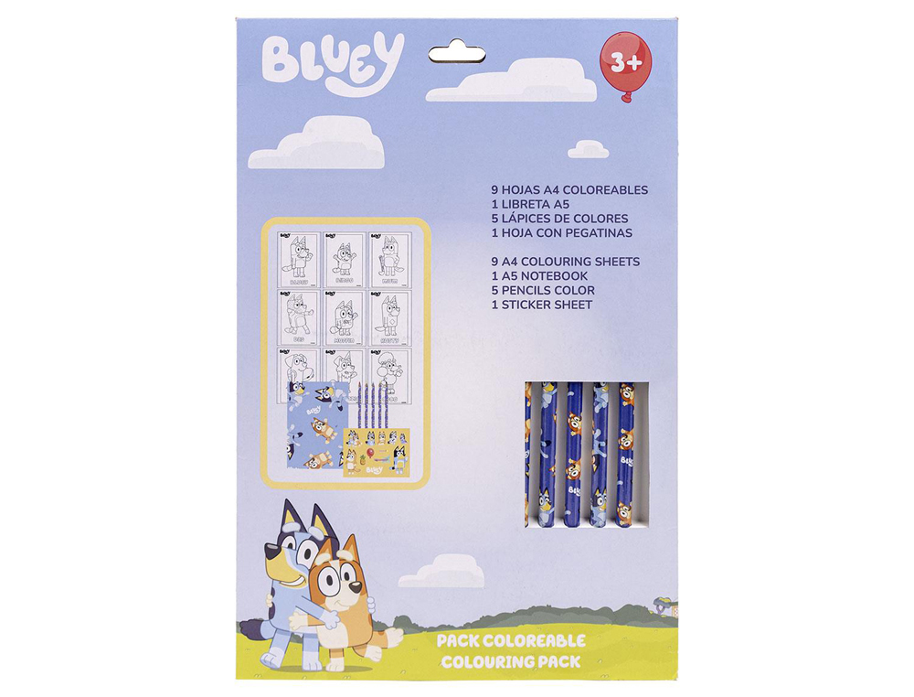 CONJUNTO DE ARTIGOS PAPELARIA CERDA COLORIR BLUEY
