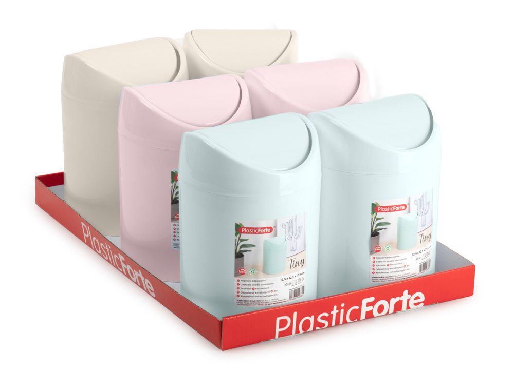 CESTO PLASTICO PLASTICFORTE TINY SECRETARIA 1,4L CORES SORTIDAS 12,5X12,5X17,5 CM