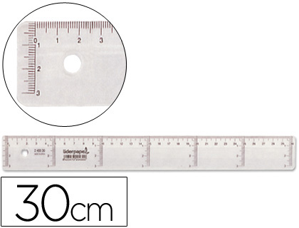 REGUA PLASTICO CRISTAL LIDERPAPEL TRANSPARENTE 30 CM