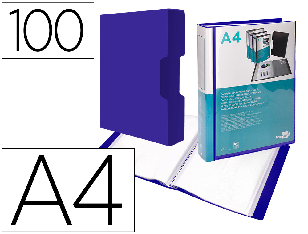 CAPA CATALOGO LIDERPAPEL 100 BOLSAS DIN A4 AZUL COM CAIXA