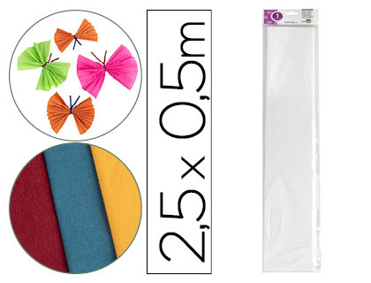 PAPEL CREPE EM CELOFANE LIDERPAPEL 50 CM X 2,5 M BRANCO CLASSICO