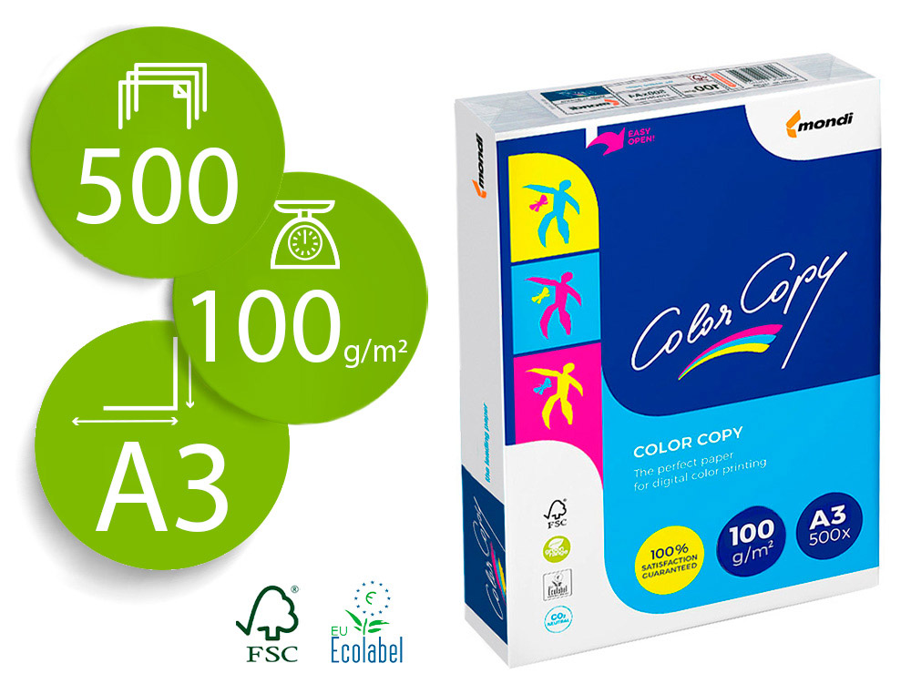 PAPEL COLOR COPY DIN A3 100 GR EMBALAGEM DE 500 FOLHAS